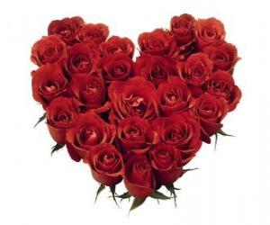 yapboz Kalp kırmızı güllerden yapılmış